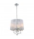 Hanging Pendant Chrome, White 3 Light  with White Cloth Shade, E14 - 1