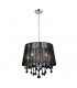 Hanging Pendant Chrome, Black 5 Light  with Black Fabric Shade, E14 - 1
