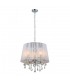 Hanging Pendant Chrome, White 5 Light  with White Cloth Shade, E14 - 1