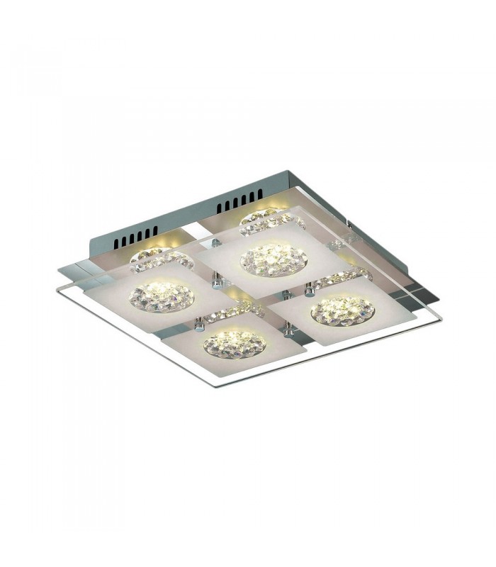 Modern LED Flush Ceiling Light Chrome, Warm White 3000K 1280lm - 1