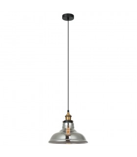 Industrial And Retro Hanging Pendant Black, Gold 1 Light  with Smoky Shade, E27 Dimmable - 2