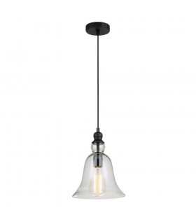 Industrial And Retro Hanging Pendant Black 1 Light  with Clear Shade, E27 - 1