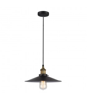Industrial And Retro Hanging Pendant Black 1 Light  with Metal Alloy Shade, E27 - 2