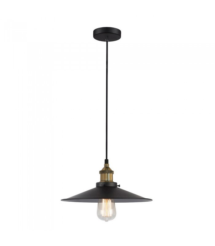 Industrial And Retro Hanging Pendant Black 1 Light  with Metal Alloy Shade, E27 - 2