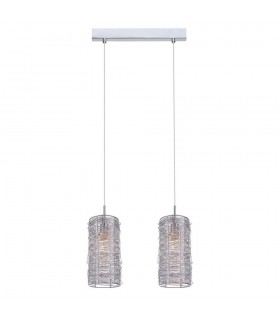 Modern Hanging Pendant Silver 2 Light  with Metal Alloy Shade, E14 - 1