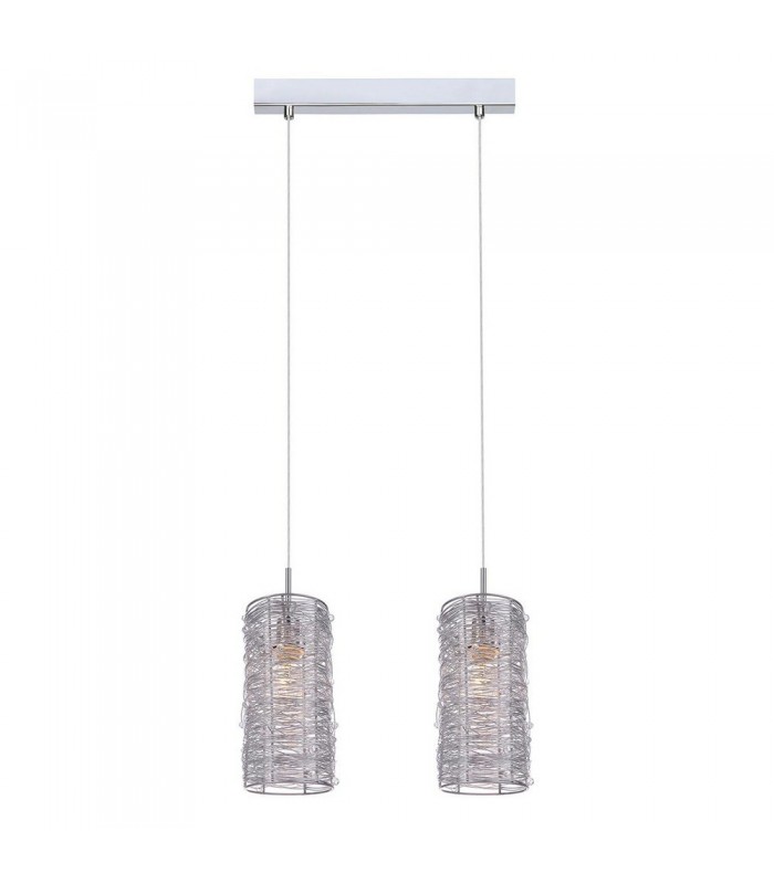 Modern Hanging Pendant Silver 2 Light  with Metal Alloy Shade, E14 - 1