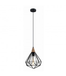 Industrial And Retro Hanging Pendant Black 1 Light with Cage Shade, E27 - 1