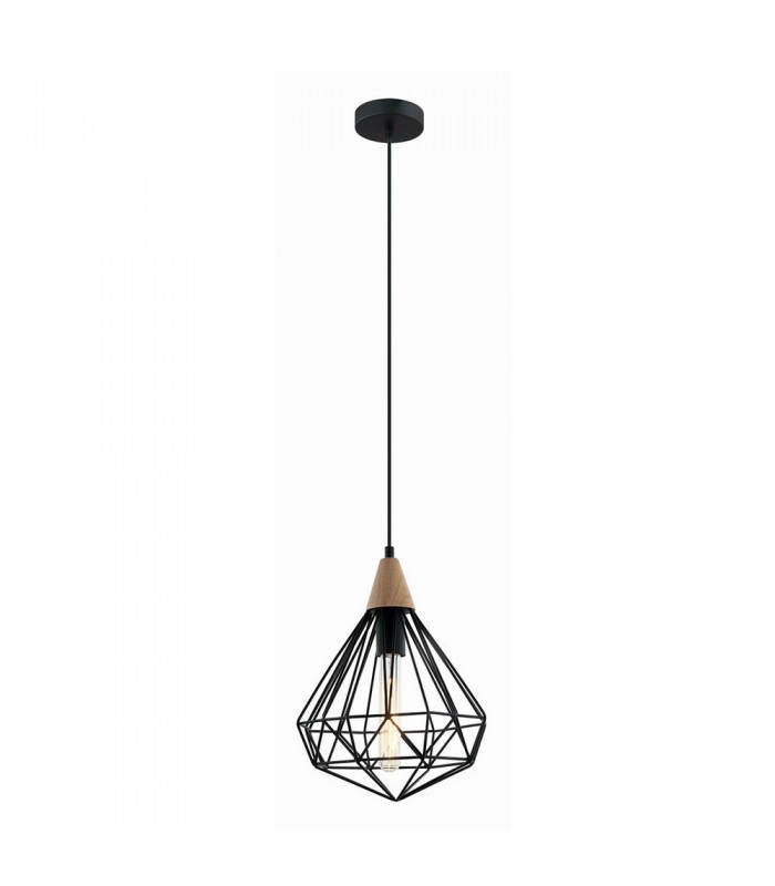 Industrial And Retro Hanging Pendant Black 1 Light with Cage Shade, E27 - 1