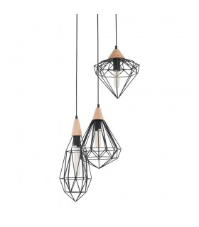 Industrial And Retro Hanging Pendant Black 1 Light with Cage Shade, E27 - 1