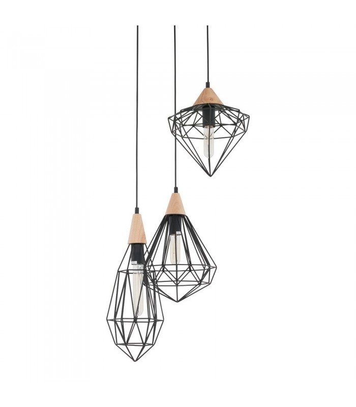 Industrial And Retro Hanging Pendant Black 1 Light with Cage Shade, E27 - 1