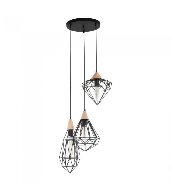 Industrial And Retro Hanging Pendant Black 1 Light with Cage Shade, E27 - 2