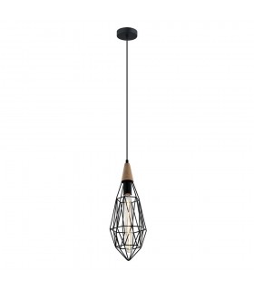 Industrial And Retro Hanging Pendant Black 1 Light with Cage Shade, E27 - 1