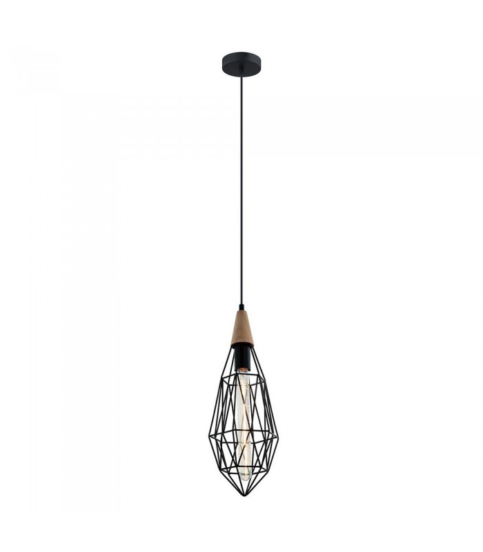 Industrial And Retro Hanging Pendant Black 1 Light with Cage Shade, E27 - 1