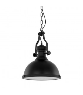Industrial And Retro Hanging Pendant Black 1 Light with Glass Shade, E27 - 1
