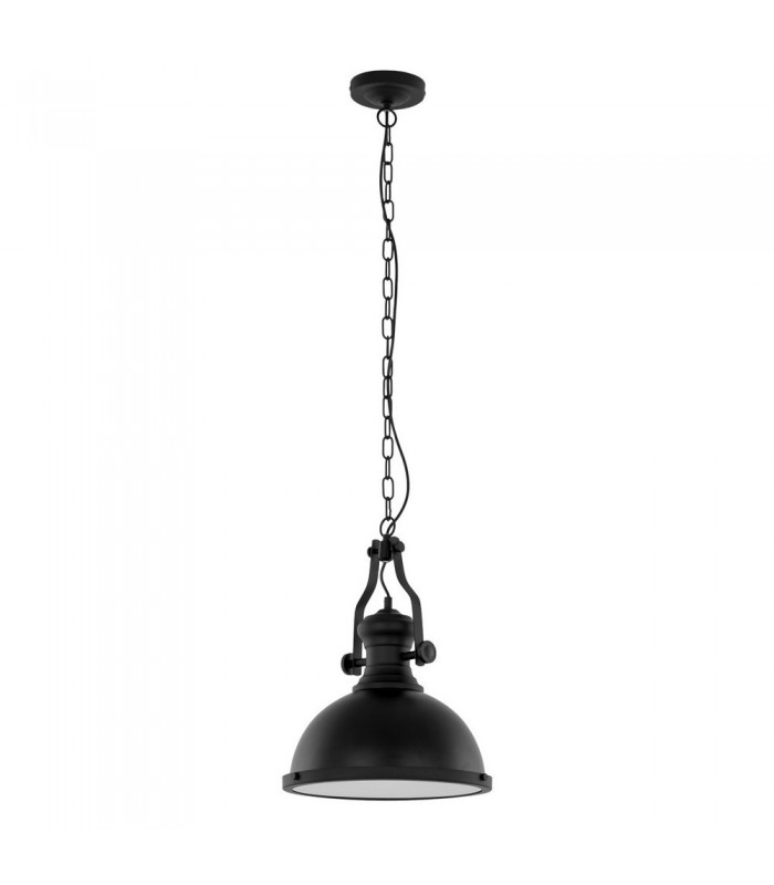 Industrial And Retro Hanging Pendant Black 1 Light with Glass Shade, E27 - 2