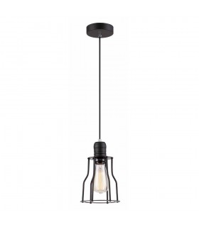 Industrial And Retro Hanging Pendant Black 1 Light with Cage Shade, E27 - 1