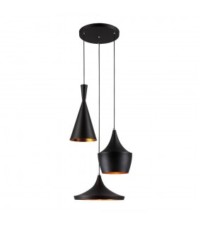Industrial And Retro Hanging Pendant Black 3 Light , E27 - 1