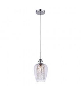 Hanging Pendant Chrome 1 Light  with Glass Shade, E14 - 1
