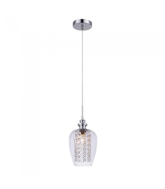 Hanging Pendant Chrome 1 Light  with Glass Shade, E14 - 1