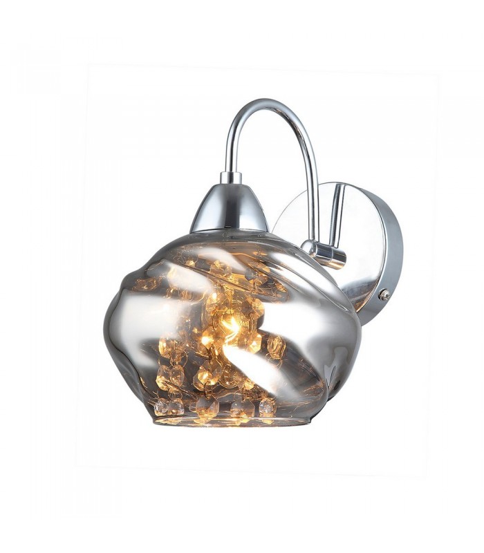 Wall Lamp Chrome 1 Light  with Chrome, Crystal Shade, E14 - 1