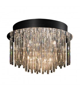 Classic Flush Ceiling Light Chrome 10 Light  with Crystal Shade G4 - 1