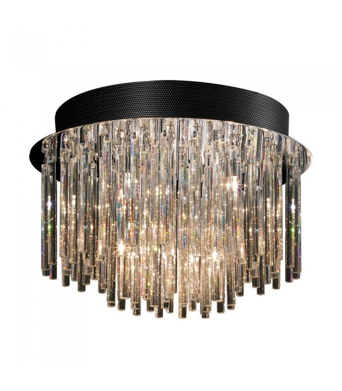 Classic Flush Ceiling Light Chrome 10 Light  with Crystal Shade G4 - 1