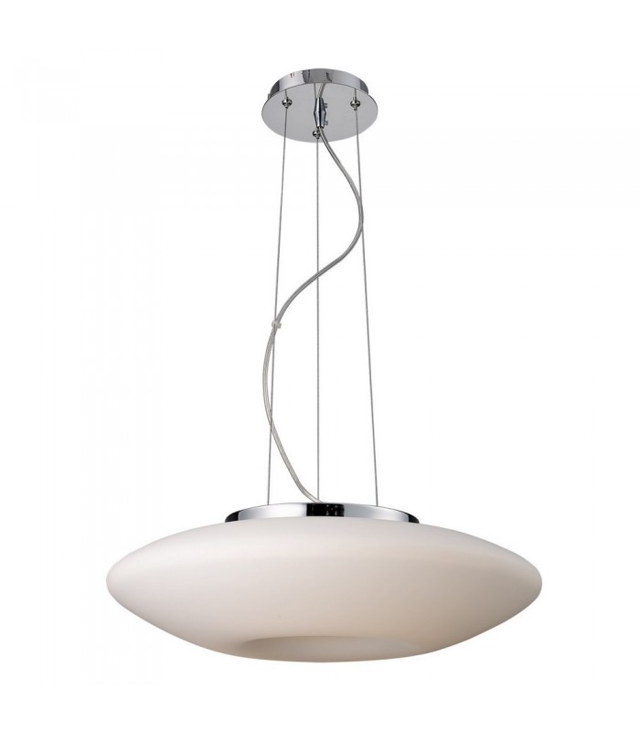 Modern Hanging Pendant Chrome 4 Light  with Milk Shade, E27 - 1