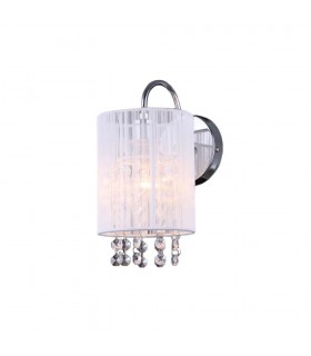 Wall Lamp White 1 Light  with White Cloth Shade, E14 - 1