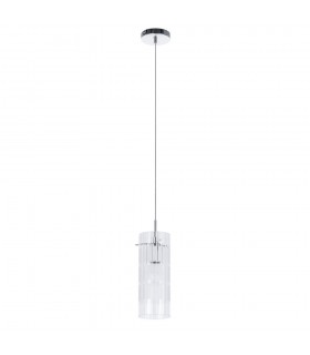 Modern Hanging Pendant Chrome 1 Light  with Clear Shade, E27 - 2