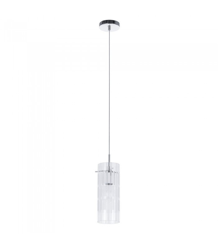 Modern Hanging Pendant Chrome 1 Light  with Clear Shade, E27 - 2