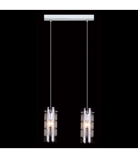 Modern Hanging Pendant Chrome 2 Light  with Clear Shade, E27 - 1