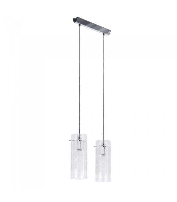 Modern Hanging Pendant Chrome 2 Light  with Clear Shade, E27 - 2