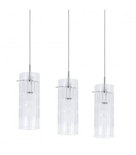 Modern Hanging Pendant Chrome 3 Light  with Clear Shade, E27 - 1