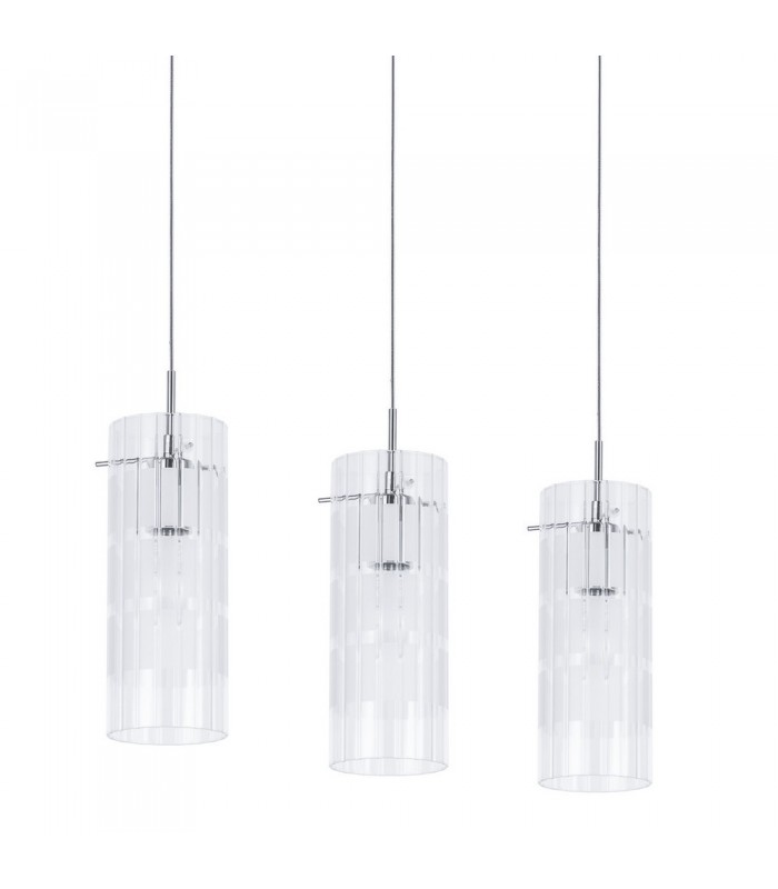 Modern Hanging Pendant Chrome 3 Light  with Clear Shade, E27 - 1