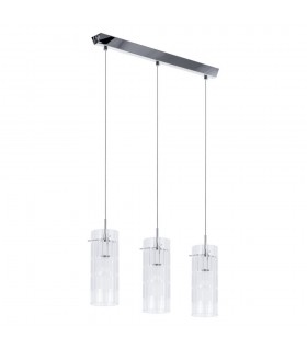 Modern Hanging Pendant Chrome 3 Light  with Clear Shade, E27 - 2