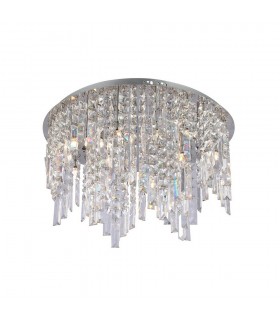 Classic Flush Ceiling Light Chrome 12 Light  with Glass, Crystal Shade G4 - 1