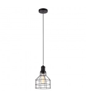 Industrial And Retro Hanging Pendant Black 1 Light  with Black Metal Shade, E27 - 1