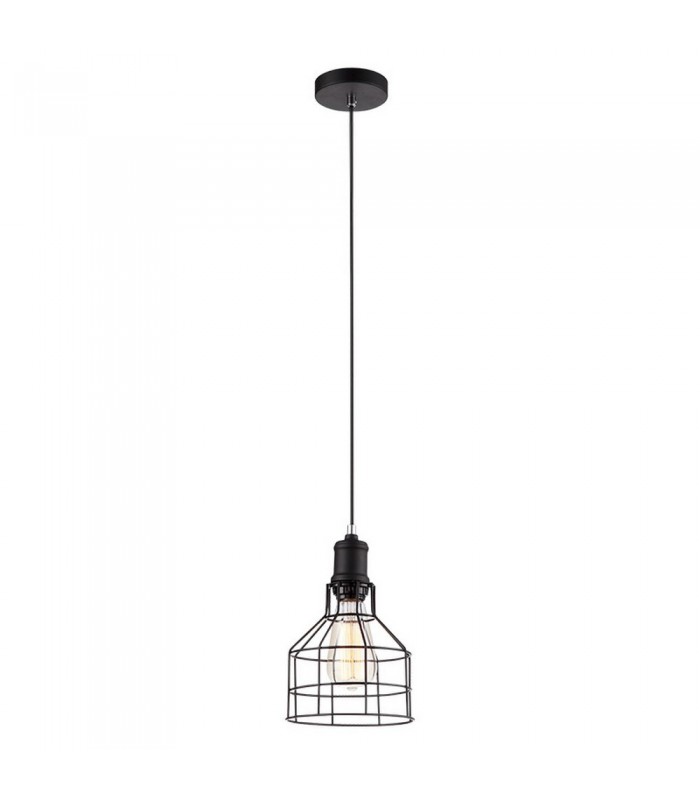 Industrial And Retro Hanging Pendant Black 1 Light  with Black Metal Shade, E27 - 1