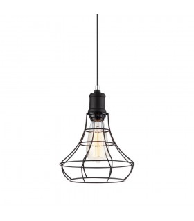 Industrial And Retro Hanging Pendant Black 1 Light  with Black Metal Shade, E27 - 1