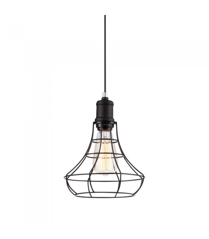 Industrial And Retro Hanging Pendant Black 1 Light  with Black Metal Shade, E27 - 1