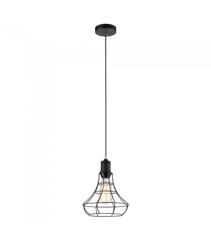 Industrial And Retro Hanging Pendant Black 1 Light  with Black Metal Shade, E27 - 2