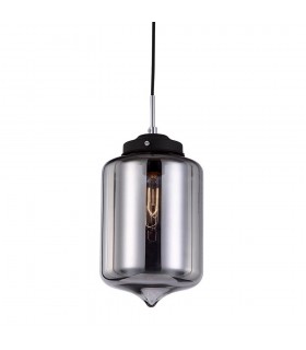 Industrial And Retro Hanging Pendant Black 1 Light  with Dark Glass Shade, E27 - 1
