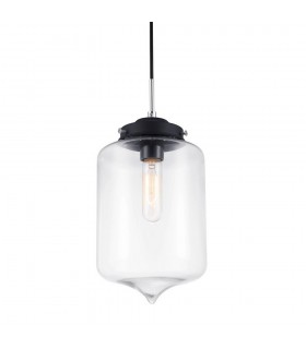 Industrial And Retro Hanging Pendant Black 1 Light  with Clear Shade, E27 - 1