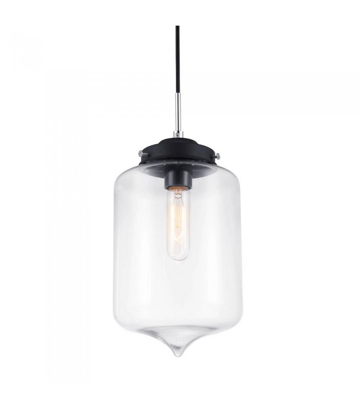 Industrial And Retro Hanging Pendant Black 1 Light  with Clear Shade, E27 - 1