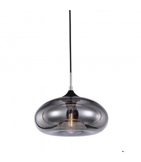 Industrial And Retro Hanging Pendant Black 1 Light  with Dark Glass Shade, E27 - 1