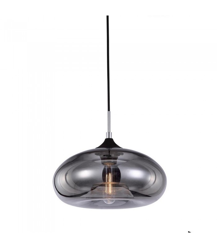 Industrial And Retro Hanging Pendant Black 1 Light  with Dark Glass Shade, E27 - 1