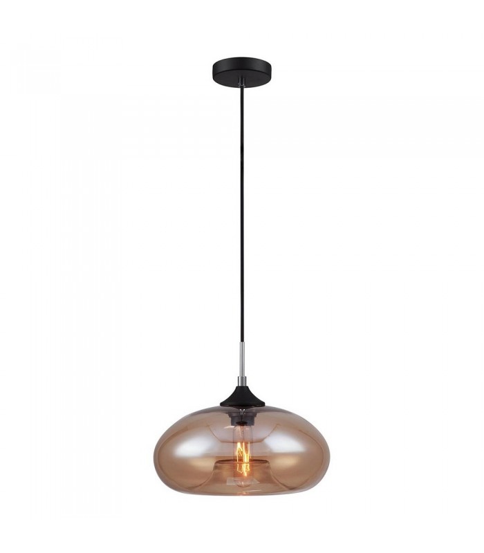 Industrial And Retro Hanging Pendant Black 1 Light  with Shining Shade, E27 - 1