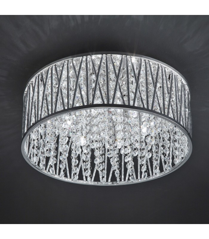 Modern Flush Ceiling Light Chrome 6 Light  with Anodized Aluminum, Silver Shade, G9 - 1