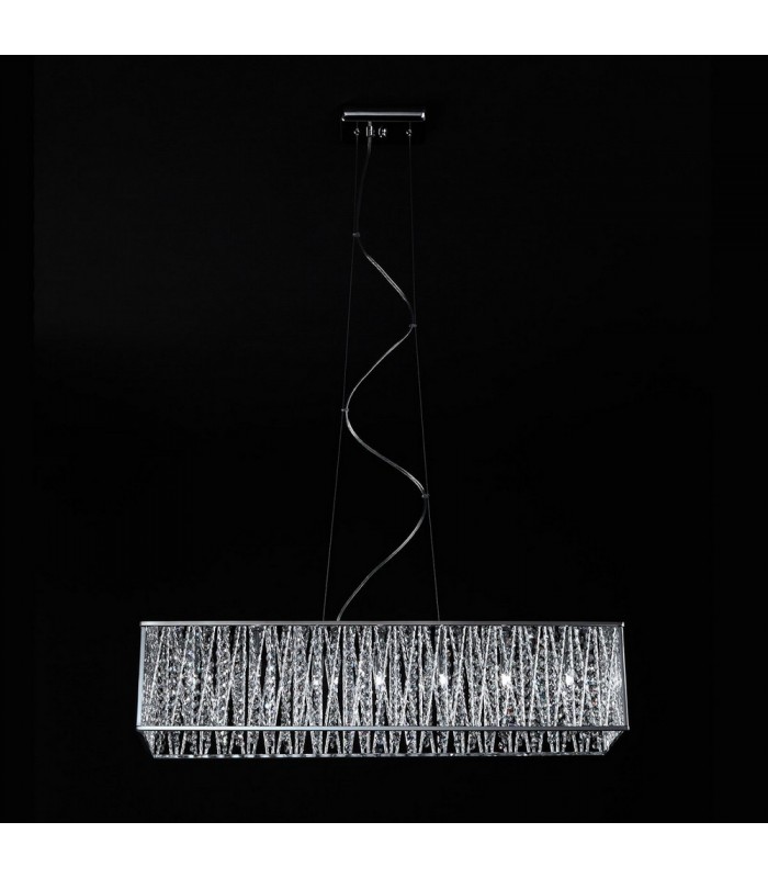 Modern Hanging Pendant Chrome 7 Light  with Anodized Aluminum, Silver Shade, G9 - 1