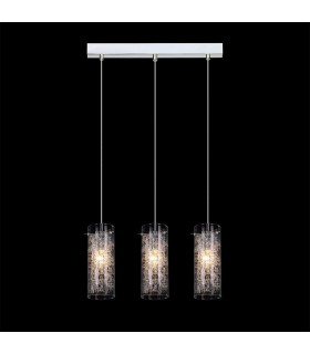 Modern Hanging Pendant Chrome 3 Light  with Glass Shade, E14 - 1